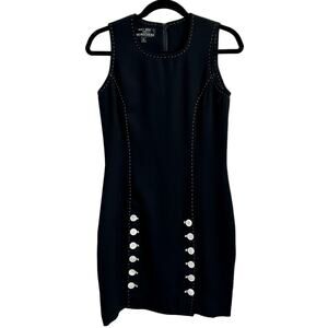 Vtg Magaschoni Tracy Reese Pearl Button Dress 4 90s Coquette LBD Designer